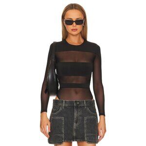SEROYA Ciar Bodysuit in Black XSmall New Womens Long Sleeve Mesh Top